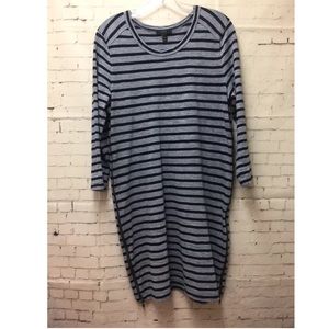 J. Crew Size M Navy Blue Striped Side Zipper Dress